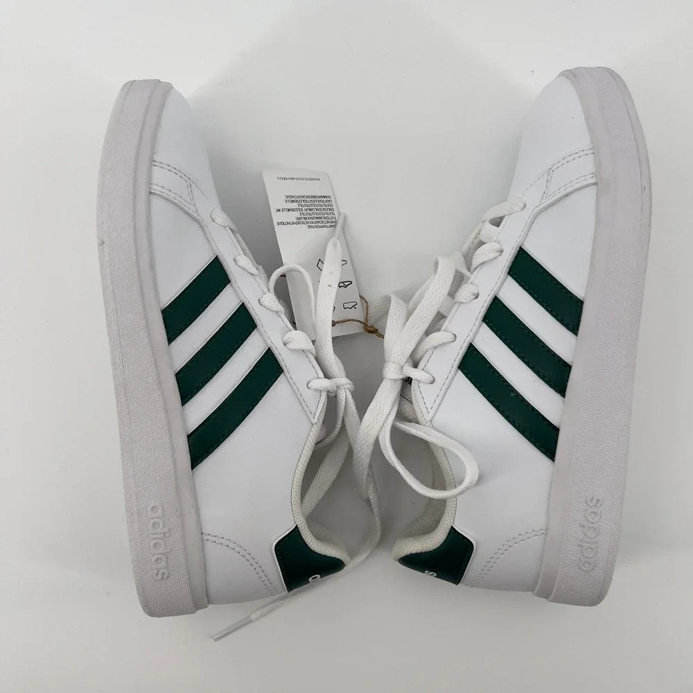 Adidas 1.5 Little Kid Grand Court 2.0 Lace Up Sneakers White Green Casual‎ NWT